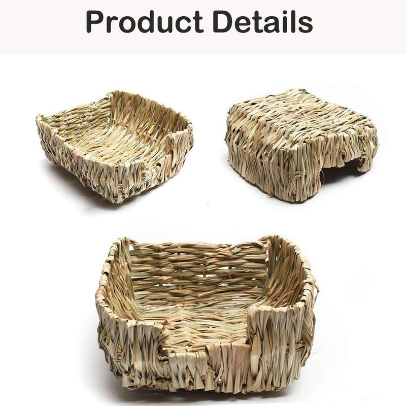 [Australia] - HERCOCCI Grass Bed for Rabbit, 3 Pack Woven Grass Ball Hay Rabbit Basket Bedding Mat with Organic Apple Wood Sticks Chew Toys for Bunny Guinea Pig Hamster Chinchilla Rat Small Animal 