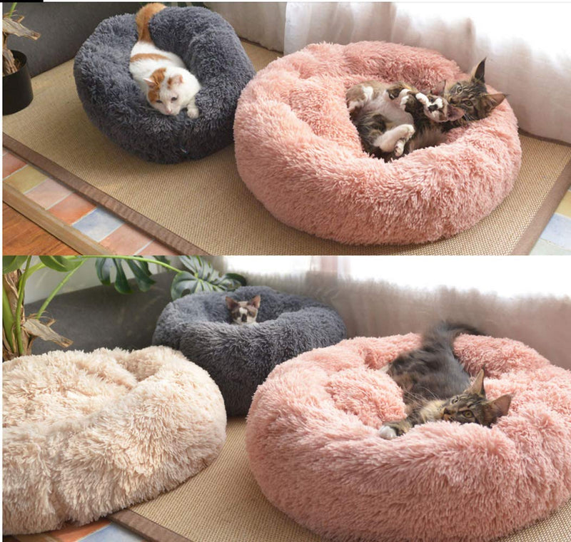 [Australia] - Neekor Cat Dog Beds, Soft Plush Donut Pet Bedding Winter Warm Sleeping Round Fluffy Pet Calming Bed Cuddler for Puppy Dogs/Cats, Size: Small/Medium/Large/X Large pink/medium 