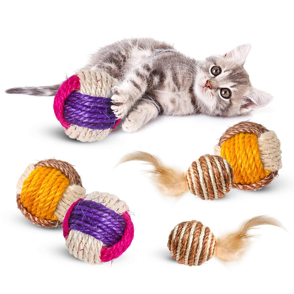 Skrtuan cat toy ball, 6 pieces cat balls, interactive feather toy, cat toy ball for indoor use, interactive toy for cats, cat balls, cat toy, self-occupation - PawsPlanet Australia