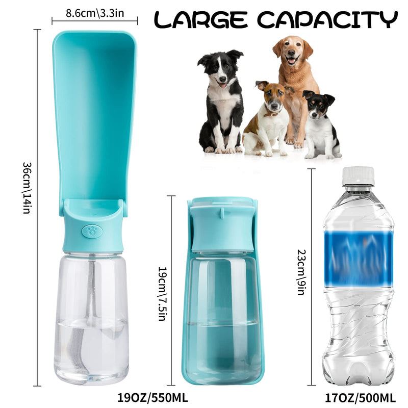Dog Water Bottle, Ancistro 19OZ Portable Puppy Water Dispenser with Drinking Feeder for Dogs Pets, Foldable Leak Proof Dog Travel Water Bottle for Hiking Walking Traveling, Food Grade Plastic - PawsPlanet Australia