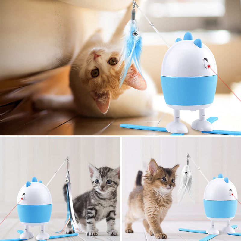 Interactive Cat Toys, Cat Laser Toy & Cat Feather Toys 2 in 1, Automatic Recharge Electric Cat Toys for Indoor Cats Kitten, with 2 Feathers & 1 Tassel - PawsPlanet Australia