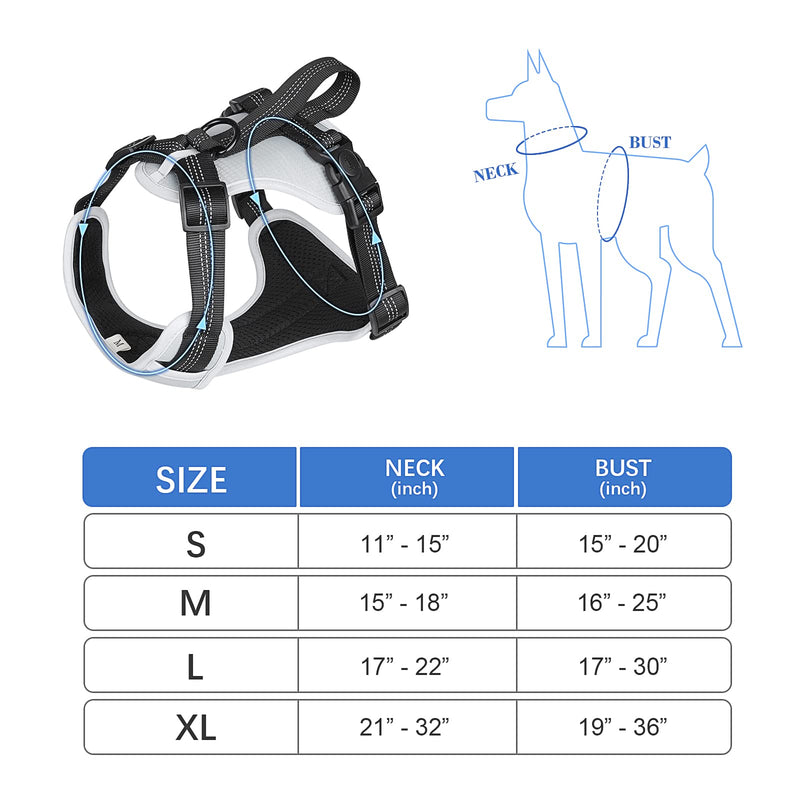 JUPSK Dog Harness for Large Dogs with Leash,Reduce Pressure Dog Vest with Handle,Adjustable Belt, Reflective Strap,Suitable for Outdoor Walking XL BLACK - PawsPlanet Australia