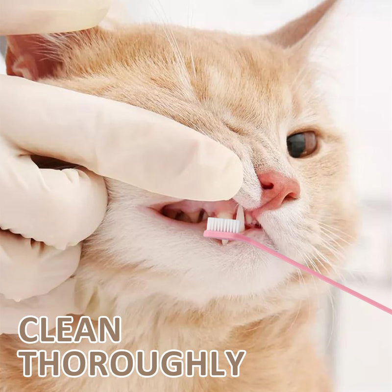 4 Piece Pet Double Toothbrush with 3 Piece Finger Cover, Pet Toothbrush, Dental Care for Dogs and Cats, Anti-Plaque Toothbrush, Pet Toothbrush - PawsPlanet Australia