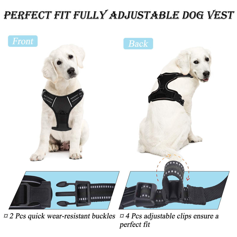 [Australia] - Dog Harness, No-Pull Pet Harness with a Matching dog Leash - Breathable Chest Padded Mesh Adjustable Reflective Dog Vest, Front/Back Leash Clips and Easy Control Handle for Outdoor Walking Training XS(Neck: 10-14"|Chest: 12-15") Black 
