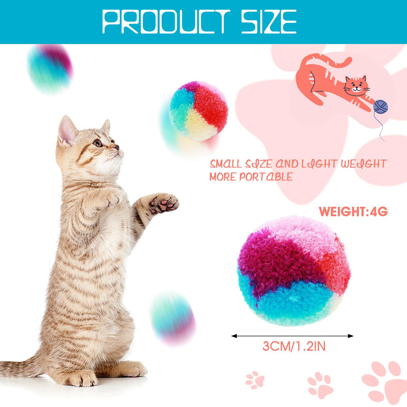 Amaxiu 3 cm colorful cat pom pom ball toy, 20 pieces rainbow cat toy balls, soft plush cat ball, interactive toy, training ball toy for indoor cats, kittens, practicing playing - PawsPlanet Australia