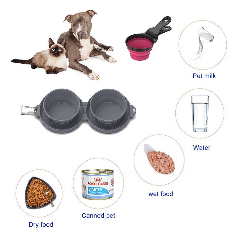 Collapsible Travel Dog Bowls with Measuring Cup and Spoon Set,Portable Dog Bowls for Food and Water Feeding,Collapsible Cat Bowls for Small,Medium,Large Size Dogs and Cats,Silicone Pet Travel Bowls - PawsPlanet Australia