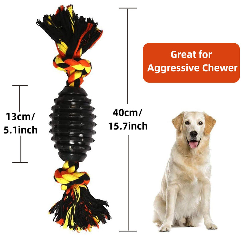 Durable Dog Chew Toys for Aggressive Chewer, Combine Ball Rope Dog Toy 13.5 Inch Nearly Indestructible Dog Toy with Convex Design for Puppy Small Medium and Large Dogs Black - PawsPlanet Australia