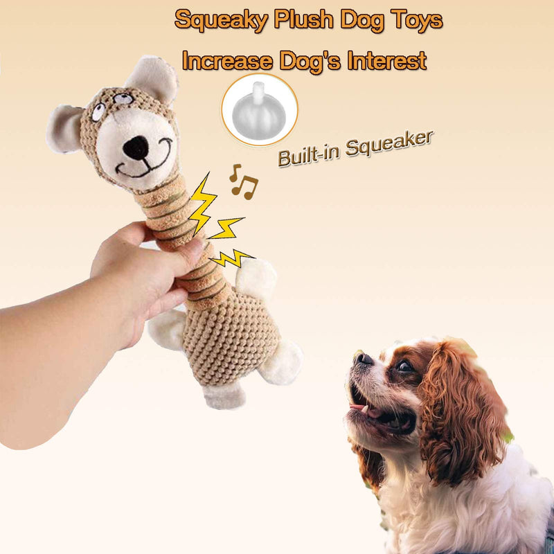 Squeaky Dog Toys with Long Neck, Interactive Puppy Dog Toys, Durable Chew Toys for Teeth Cleaning Long Stuffed Animals Dog Training Toys for Small Medium Dogs (Brown Bear) Brown Bear - PawsPlanet Australia