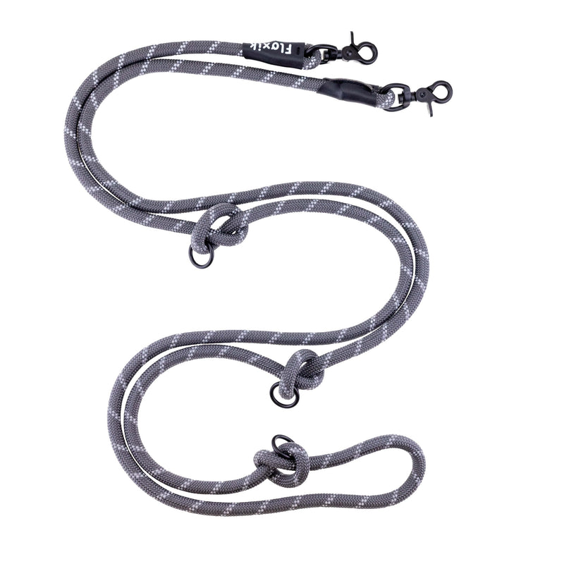 Floxik Premium Dog Lead | Dog leash 3m adjustable - rope leash for small and medium-sized dogs - robust and stylish in gray or orange 3m | ø 12mm - PawsPlanet Australia