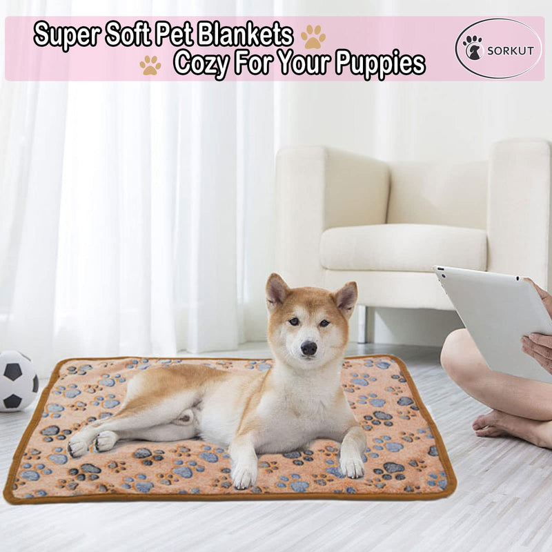 1 Pack 3 Puppy Blankets Super Soft Warm Sleep Mat Paw Print Blanket Fluffy Premium Fleece Pet Blanket Flannel Throw Dog Blankets for Small Dogs Puppy Cat ,Small(23"x15") Small(23"x15") Beige/Brown/Pink - PawsPlanet Australia