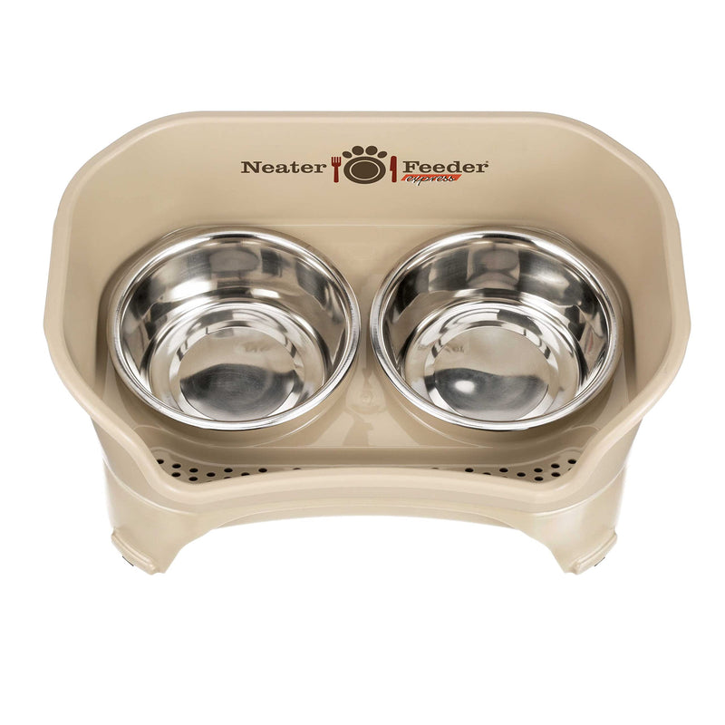 Neater Feeder Express Elevated Dog Bowls by Neater Pet Brands – Dog Bowls with Stand - Stainless Steel Food and Water Bowls – Raised Dog Bowl Set for Medium to Large Dogs, Almond M/L (for Med to Lg Dogs) - PawsPlanet Australia
