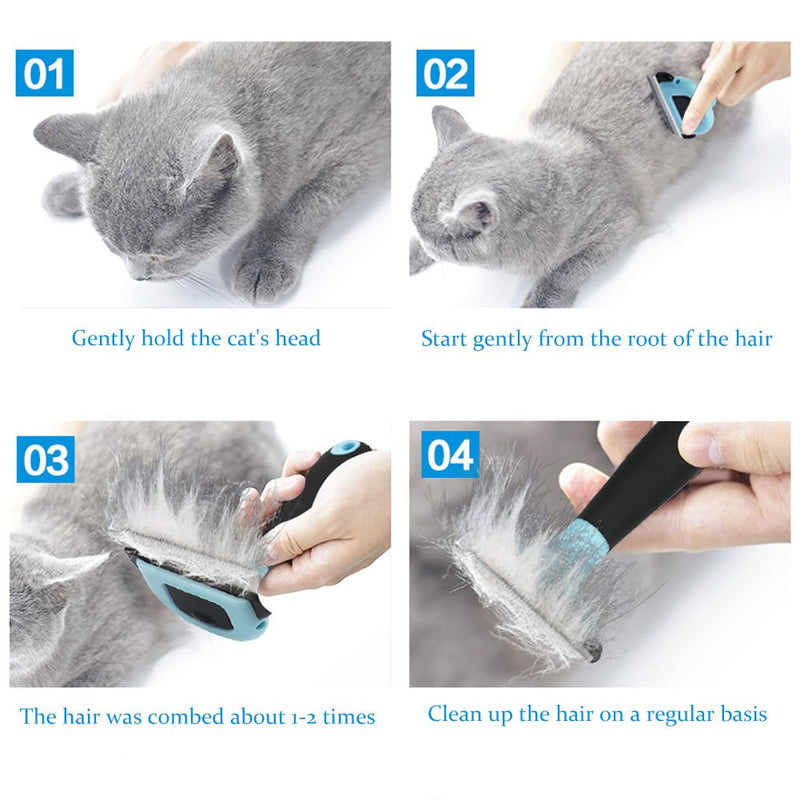 MAIKEHIGH Pet Deshedding Grooming Tool Fur Shedding Rake Epilation Comb Trimmer Brush Remove Grooming Brush for Dog Cat M Blue - PawsPlanet Australia