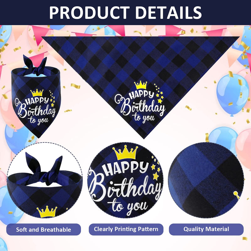 HACRAHO Dog Birthday Bandana Hat Bow Tie Set, 3 PCS Happy Birthday to You Dog Birthday Bandana Dog Triangle Bibs Scarf Bowtie Collar with Crown Dog Birthday Hat for Dog Birthday Party - PawsPlanet Australia