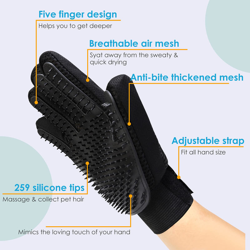 winnieindustries Dog Brush，Pet Hair Removal Gloves, Gentle Care of Pet Hair Loss, Five-Finger Design, Adjustable Size, Suitable for Long-Haired and Short-Haired Dogs and Cats - PawsPlanet Australia