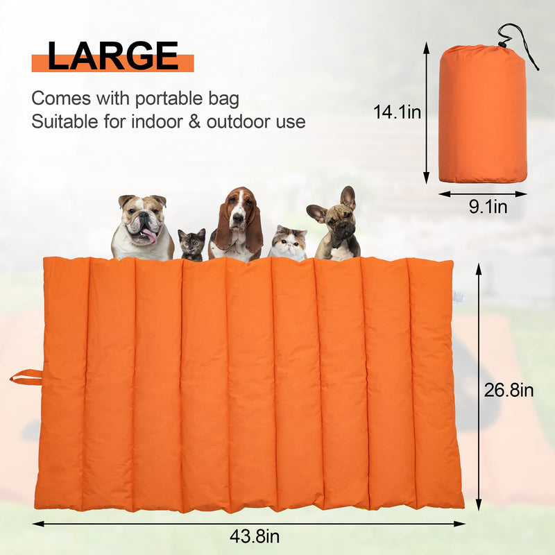 Howhom Outdoor Dog Bed 43 X 26 Inches, Waterproof and Machine Washable Dog Mat Suitable for All-Season, Pet Mats for Small, Medium, Large Dogs and Cats with Portable Storage Bag for Camping, Travel Orange Yellow - PawsPlanet Australia