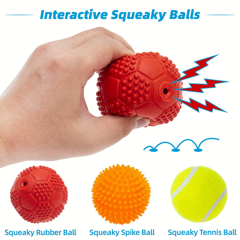 KOOLTAIL 5 Packs Interactive Dog Squeaky Ball Toys, Tennis Ball Toy, Food Treat Dispensing Toys, Rubber Puzzle Toy, for Small Medium Large Dogs - PawsPlanet Australia