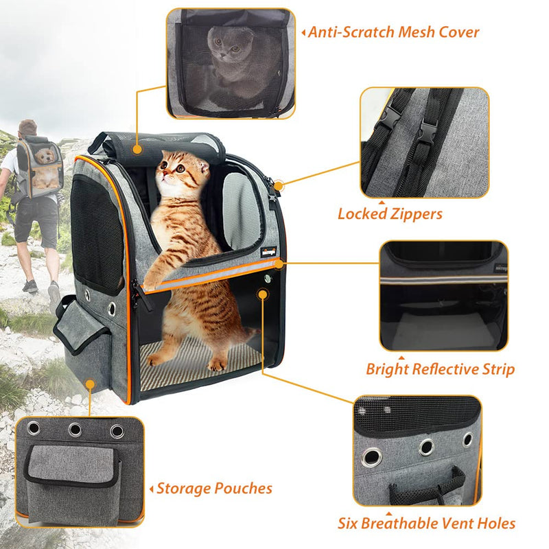 NATUYA Cat Carrier Backpack Large Foldable Pet Dog Backpack Carrier for Puppy Up to 10KG, Portable Breathable Rucksack with Expandable Back Inner Safety Leash Pockets, Ideal for Travel Hiking Outdoor - PawsPlanet Australia