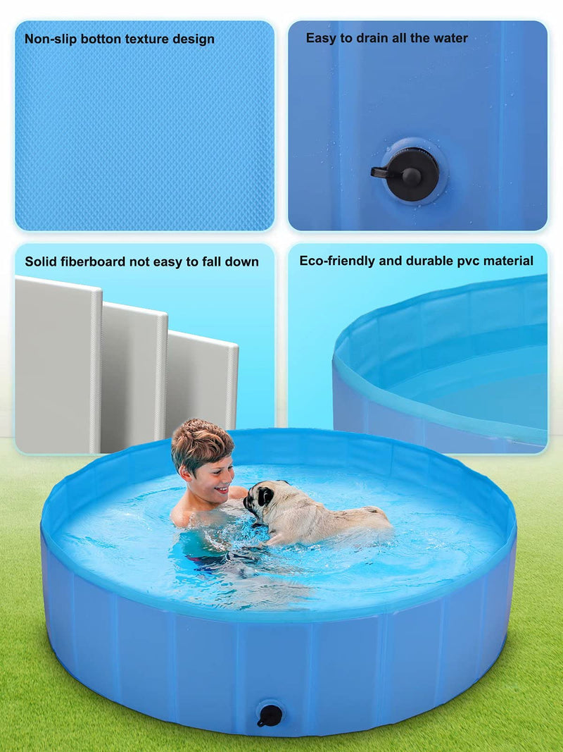 ShinePick Foldable Pet Dog Swimming Pool, Large Non-Slip Paddling Pool, Outdoor PVC Swimming Bathing Tub for Dogs Cats & Kids (120 * 30cm) - PawsPlanet Australia