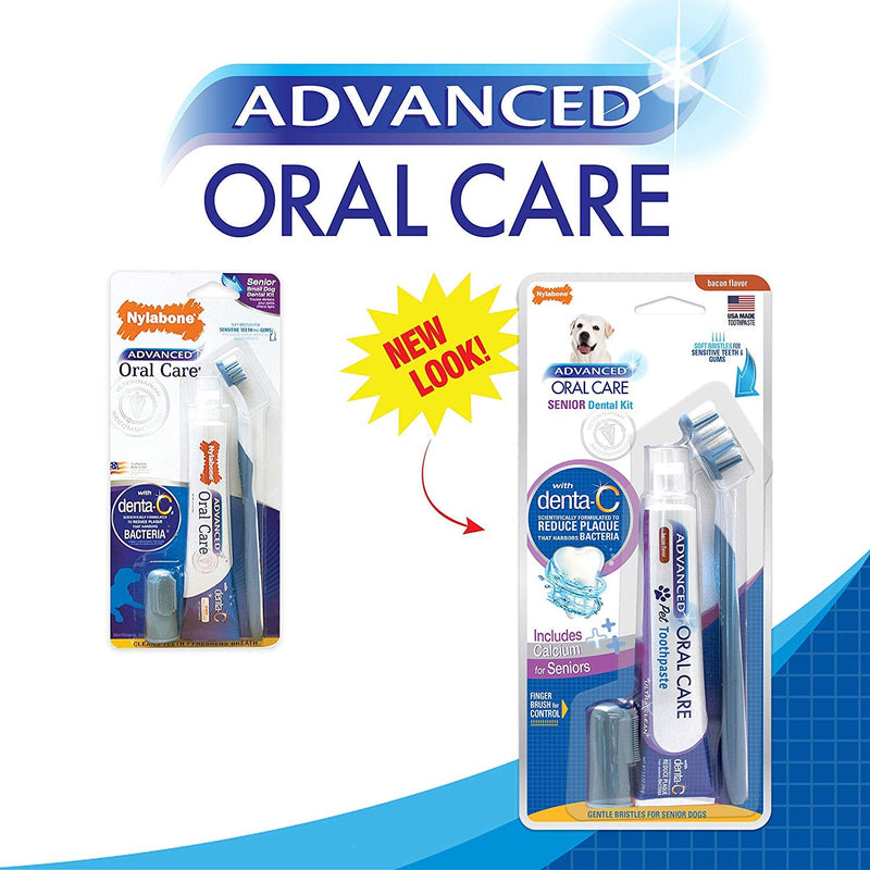 Nylabone 2 Pack of Advanced Oral Care Senior Dental Kits, Toothbrush Toothpaste and Finger Brush Kit for Older Pets - PawsPlanet Australia