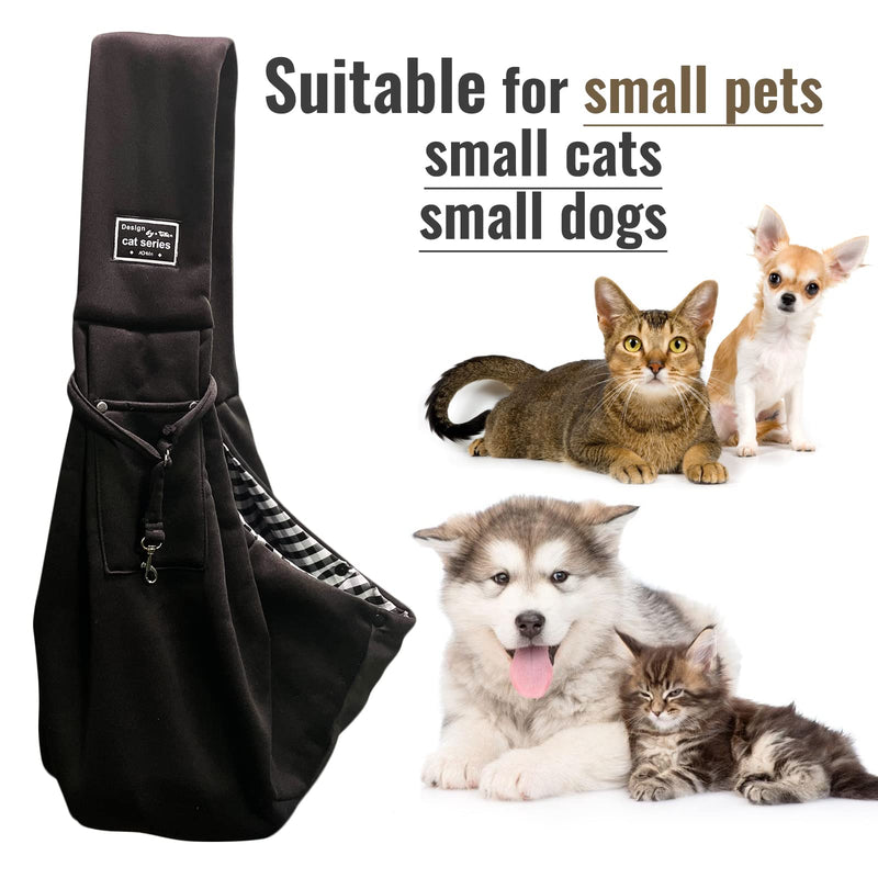 Small Dog and Cat Sling Carrier, Hands-free Reversible Pet Papoose Bag Dog Cat Carrier Bag Soft Comfortable Pouch Shoulder Carry Tote Bag for Puppy, Small Dogs Cats for Travel (Black) Black - PawsPlanet Australia