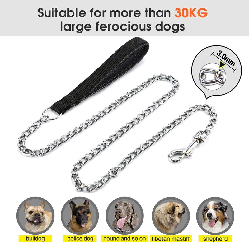 [Australia] - JuWow Heavy Duty Chain Dog Leash 3.6 Foot /5.4 Foot Medium 