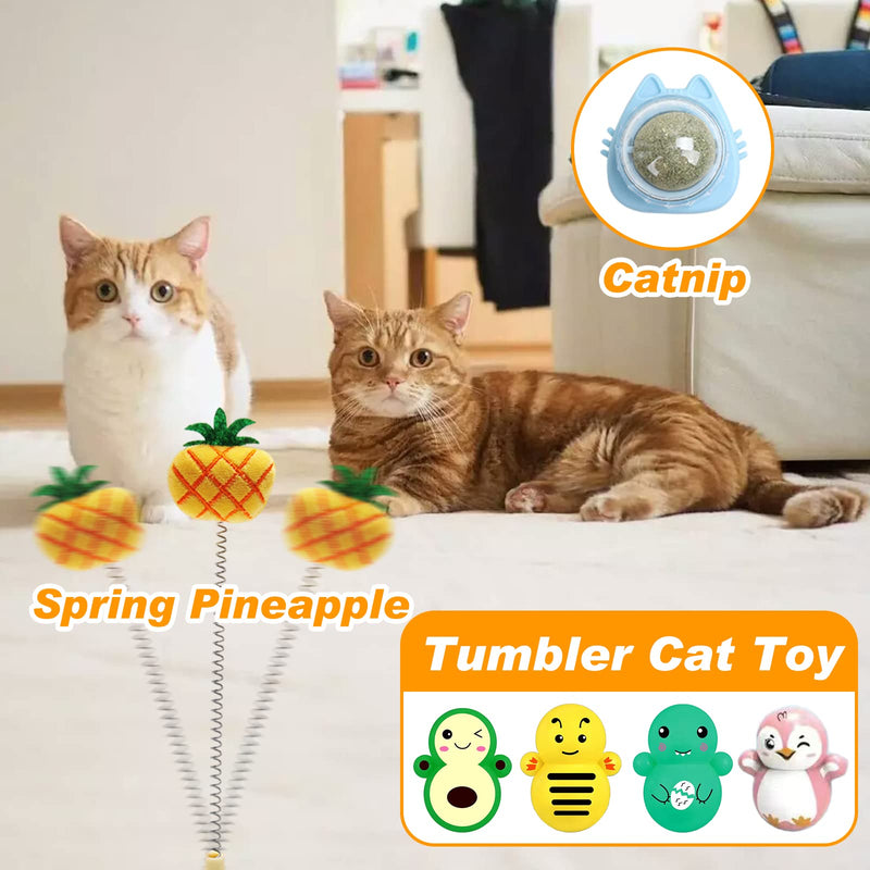 YUTUY Cat toy set with cat tunnel, 42 pieces cat toy set, with balls, feather toys, toy mice, cats, catnip, fish, 2-way cat tunnel (black) - PawsPlanet Australia