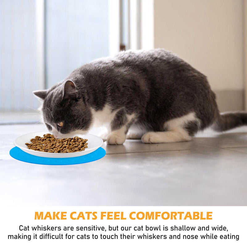 5 pieces ceramic cat bowls, ceramic cat food plates, cat food bowls, ceramic cat bowls with non-slip mat, feeding bowl, cat wet food bowls for cats, flat bowls for kittens - PawsPlanet Australia