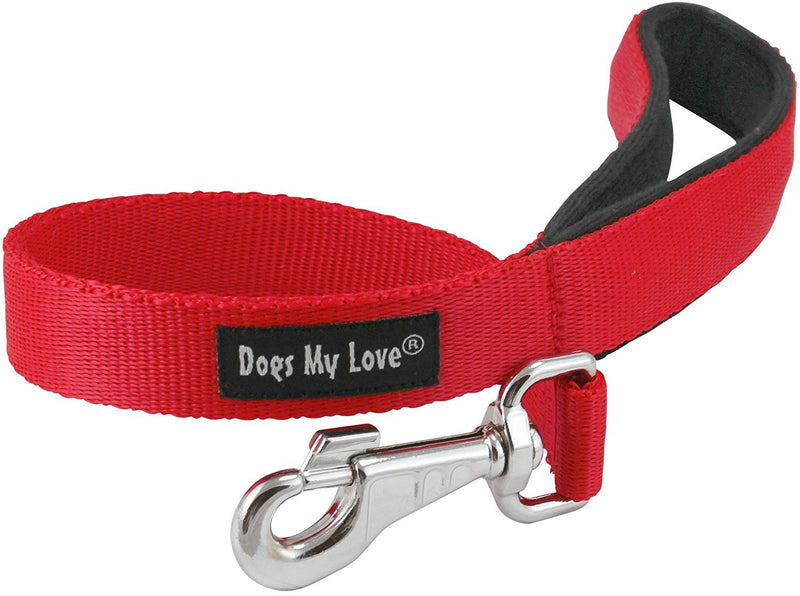 [Australia] - Short Dog Leash Padded Handle 1" Wide Nylon Traffic Lead 18" Long Red Large 