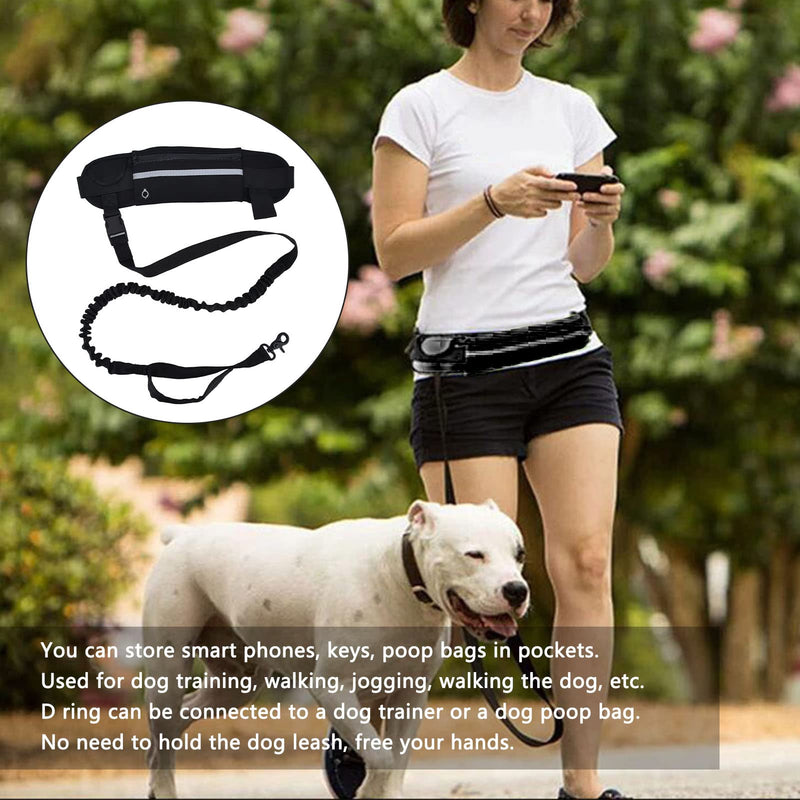 Jogging Leash for Dogs for Running Hands-Free Dog Leash with Zipper Pocket Durable Bungee with Reflective Strips Adjustable Waist Belt for Walking(Black) Black - PawsPlanet Australia