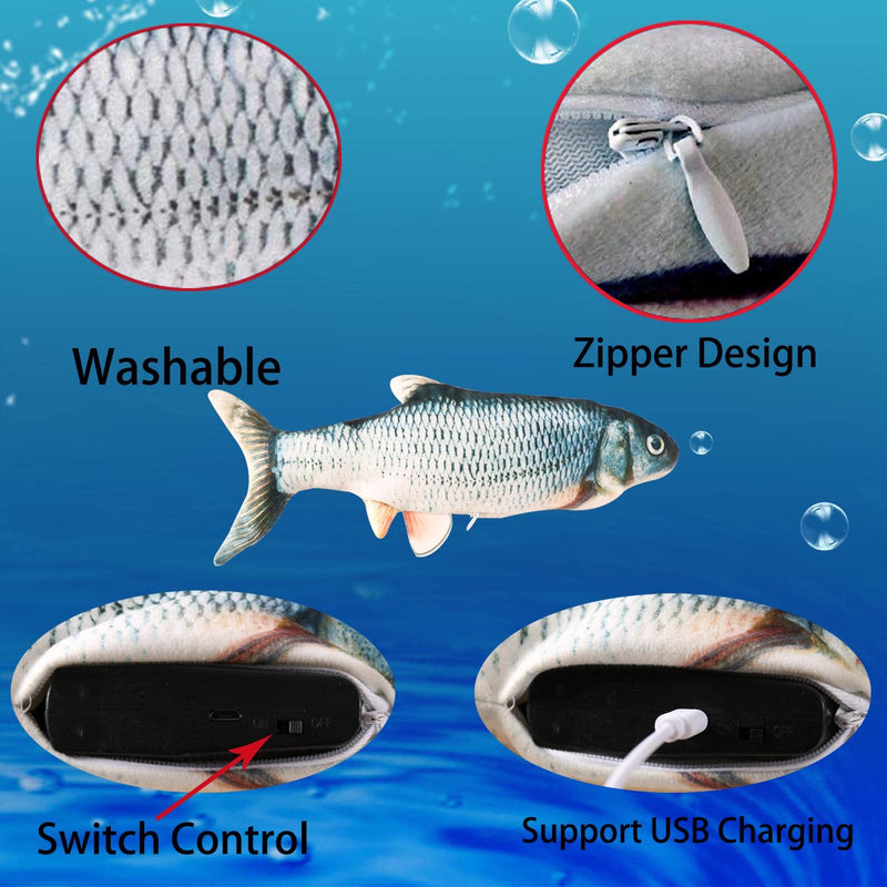 Flopping Fish Electric Moving Dog Fish Toy，Realistic Flopping Fish Rocking Dog Toy，Interactive Pet Toys for Dog Exercise，Small and Medium Dog Floppy Fish Animal Toy two fish - PawsPlanet Australia