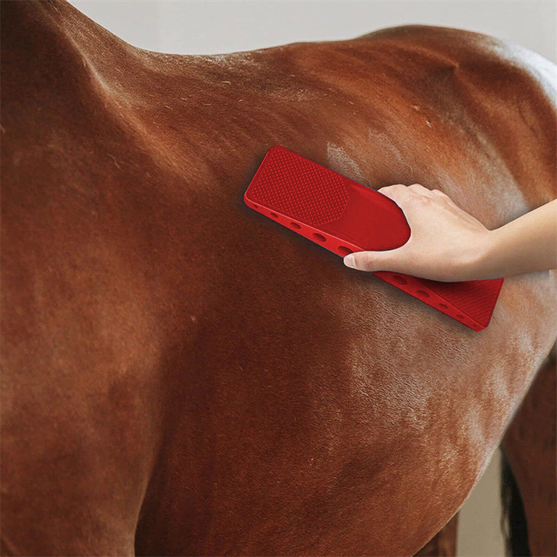 6 in 1 massage comb for horses, horse root brush 6 in 1, horse care brush, horse brushes for cleaning and massage, massage comb for horses pets, dog massage comb fur care red - PawsPlanet Australia