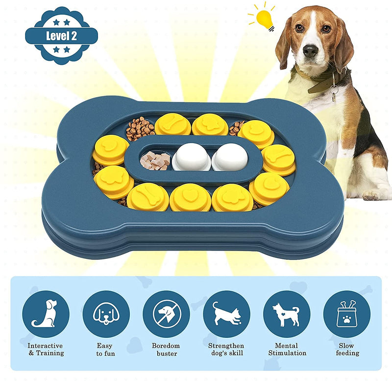 Bingobang Dog Puzzle Slow Feeder Toy,Puppy Treat Dispenser Interactive Toys,Dog Brain Games Bowl with Non-Slip,Improve IQ Training,Blue - PawsPlanet Australia