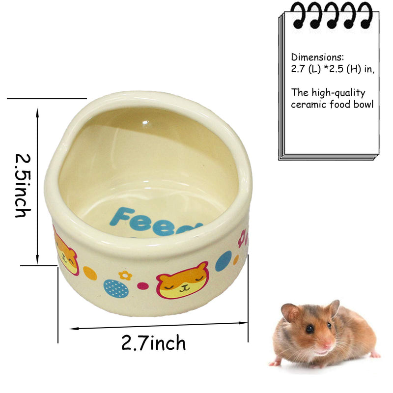 kathson Hamster Feeding Bowl,Ceramic Small Animal Dishes Food and Water Bowl for Small Rodents Gerbil Hamsters Mice Guinea Pig Hedgehog and Other Small Animals(2 pcs) - PawsPlanet Australia