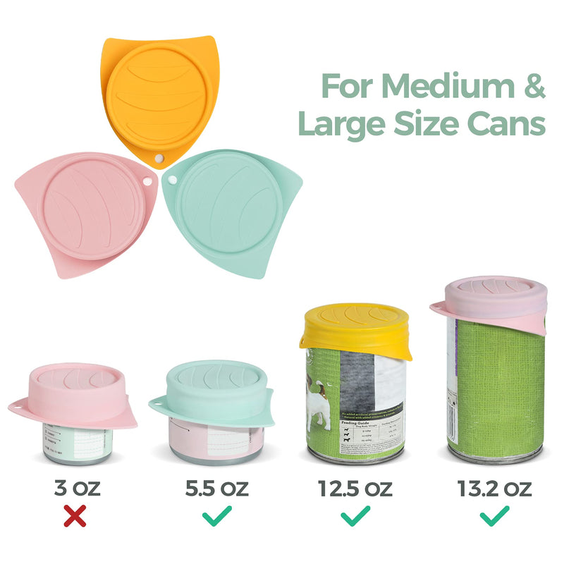 MSBC Silicone Pet Food Can Covers Set of 3 with 1 Melamine Pet Spoon, Pet Food Can Lids Fit Multiple Sizes for Dog Cat Food, Durable Flexible Tight Seal Cover BPA Free Dishwasher Safe - PawsPlanet Australia