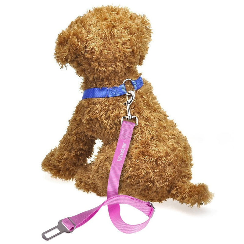 [Australia] - Vastar 2 Packs Adjustable Pet Dog Cat Car Seat Belt Safety Leads Vehicle Seatbelt Harness Pink 
