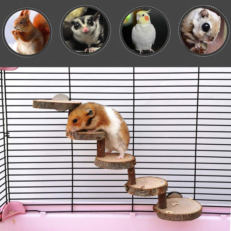 Ankino Hamster Wooden Ladder with 5 Steps, Apple Wood Chew Toys for Sugar Glider, Mouse, Chinchilla, Rat, Gerbil and Dwarf Hamster, Wooden Cage Supplies for Birds Parrot, Teeth Care Molar Toy - PawsPlanet Australia