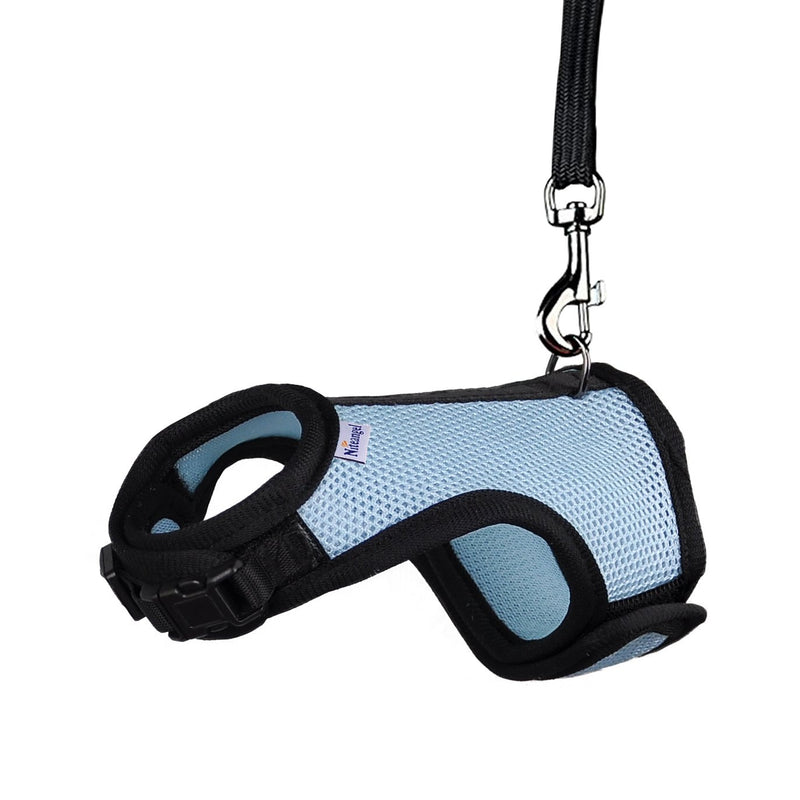Niteangel Adjustable Soft Harness with Elastic Leash for Rabbits S Blue - PawsPlanet Australia