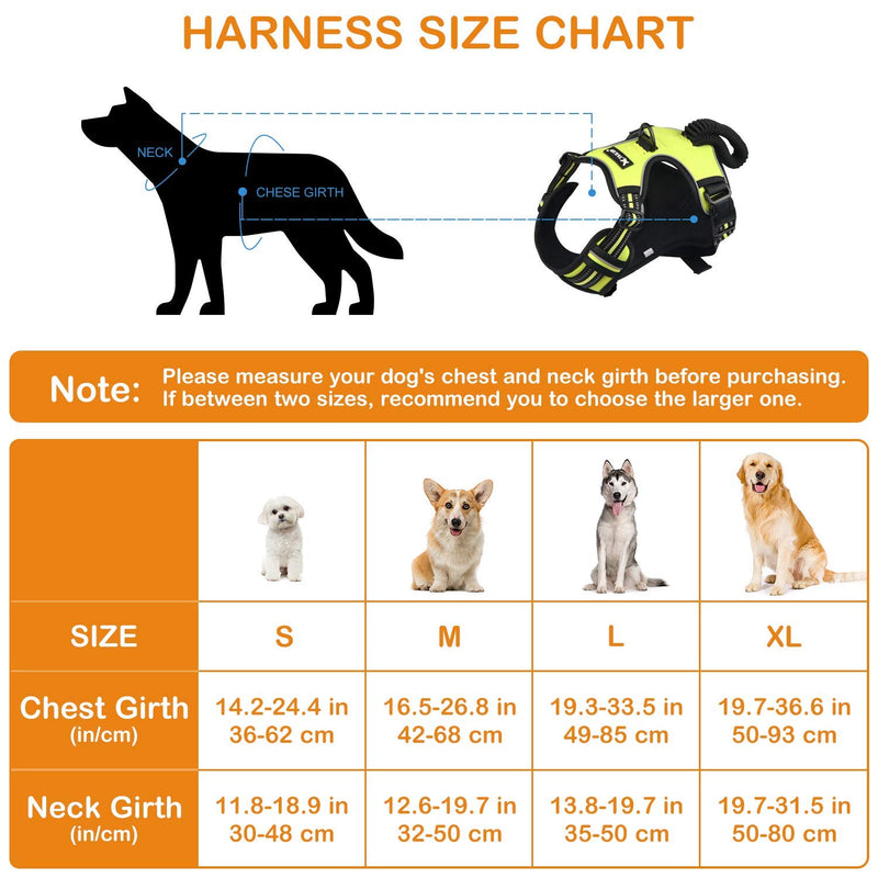 No Pull Dog Harness Large Medium Dogs, Adjustable Reflective Dog Vest Breakout proof Easy Control Dog Harness with Elastic Handle Breathable Mesh Lightweight Pet Harness for Outdoor Walking Green XL Fluorescent Green - PawsPlanet Australia