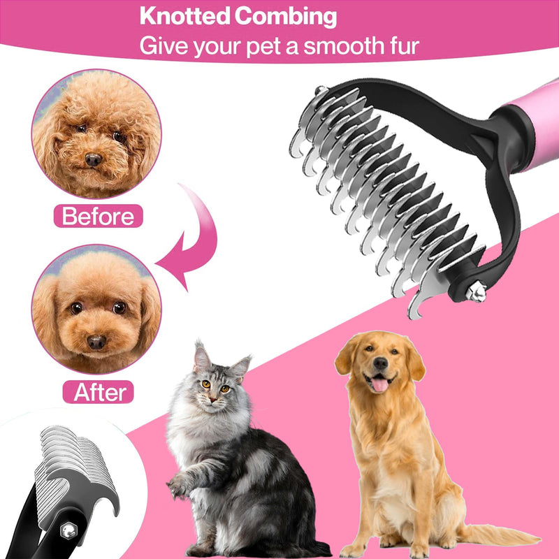 ORYIAH undercoat brush de-matting curry comb for dogs and cats with medium to long hair - undercoat comb removes undercoat & tangles | Thinning & Top Hair Protection Pink - PawsPlanet Australia