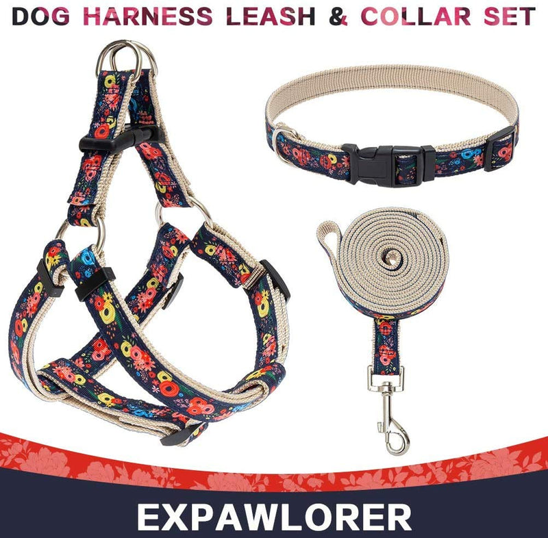 No Pull Dog Harness and Leash Set with Collar - Heavy Duty & Adjustable Basic Harness for Small Medium Dogs & Cats X-Small Navy Blue - PawsPlanet Australia