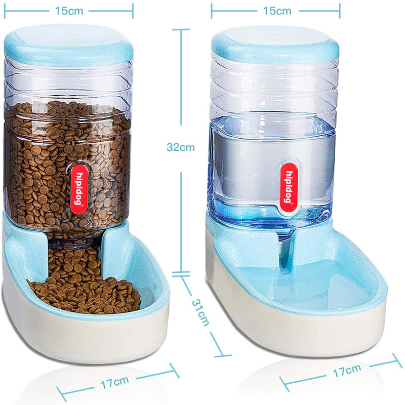 UniqueFit Pets Cats Dogs Automatic Waterer and Food Feeder 3.8 L with 1 Water Dispenser and 1 Pet Automatic Feeder Blue - PawsPlanet Australia