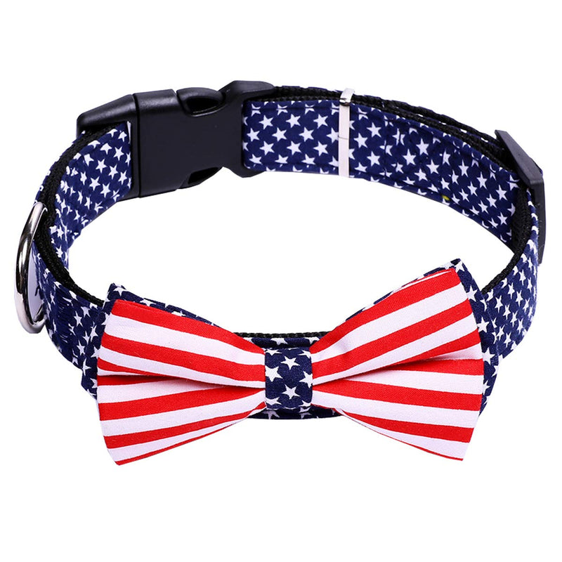 [Australia] - H-Shero 4th of July Independence Day American Flag Bowtie Pet Dog Collar in 3 Different Sizes Medium:width 2.0cm, adjustable 34-50cm 