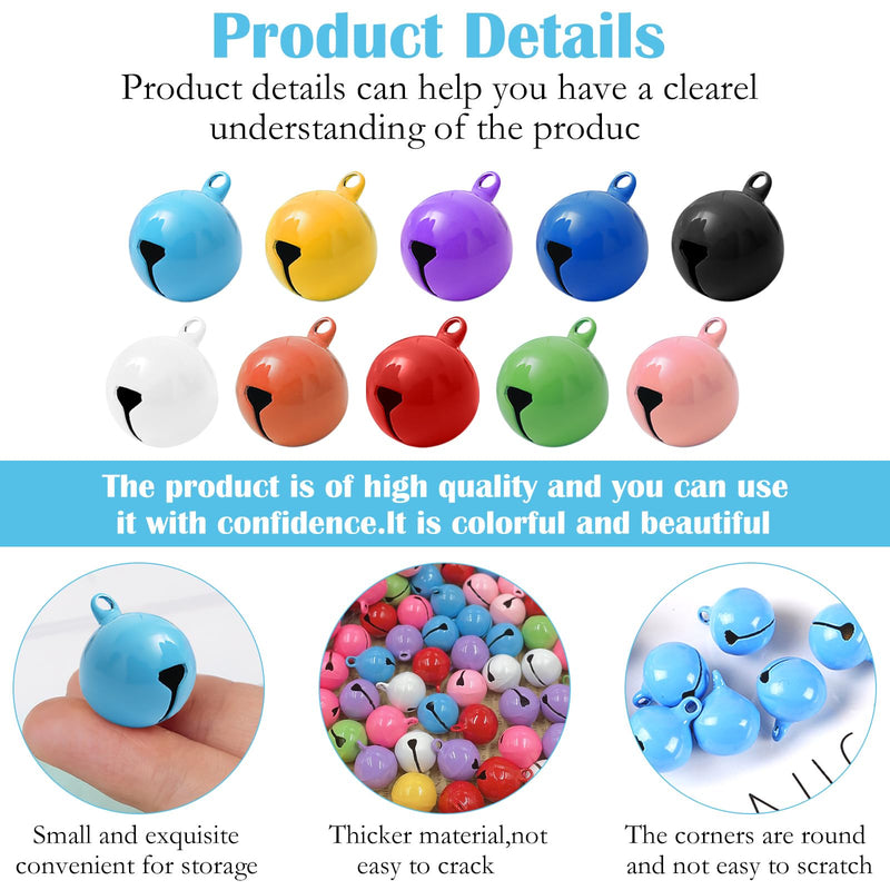 Pack of 60 bells, small bells for crafts, colorful small bells with eyelet, small bells, bell pendant Christmas for DIY jewelry, Christmas pet bells 14 mm - PawsPlanet Australia