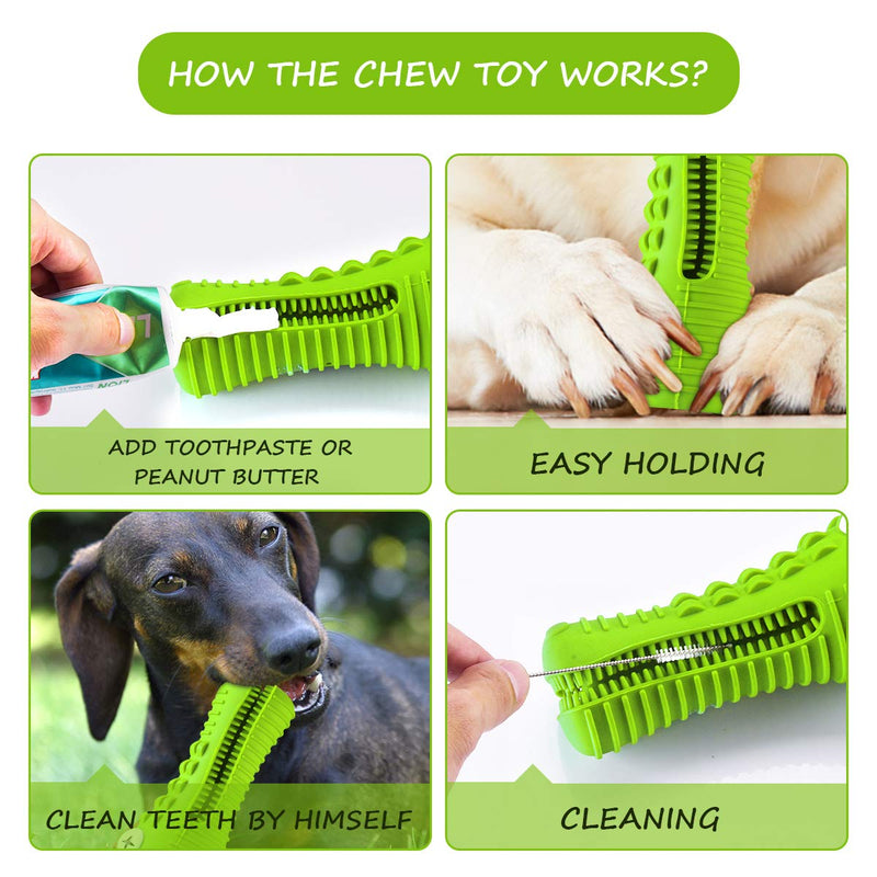 Cutiful Dog Toys, Dog Chew Squeaky Toothbrush Toy Indestructible Durable for Aggressive Chewers Large Medium Breed13-36 KG Dogs M Grass Green - PawsPlanet Australia