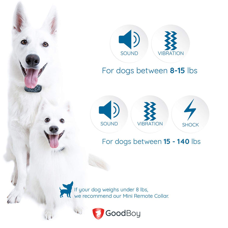 [Australia] - GoodBoy Small Size Remote Collar for Dogs with Beep Vibration and Shock Modes for Pet Behavior Training - Waterproof & 1000 Feet Range - Suitable for Small, Medium or Large Dogs Over 8 Lbs (2 Collars) 