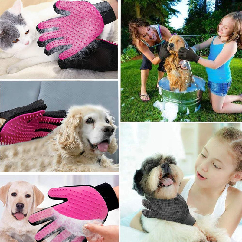 Pet Grooming Gloves, Dog Hair Remover Mitt, Cat Gentle Deshedding Brush Gloves, Pet Hair Removal Massaging Brush for Long & Short Fur of Horses, Bunnies-Furniture Pet Hair Remover Mitt(1 Pair) - PawsPlanet Australia