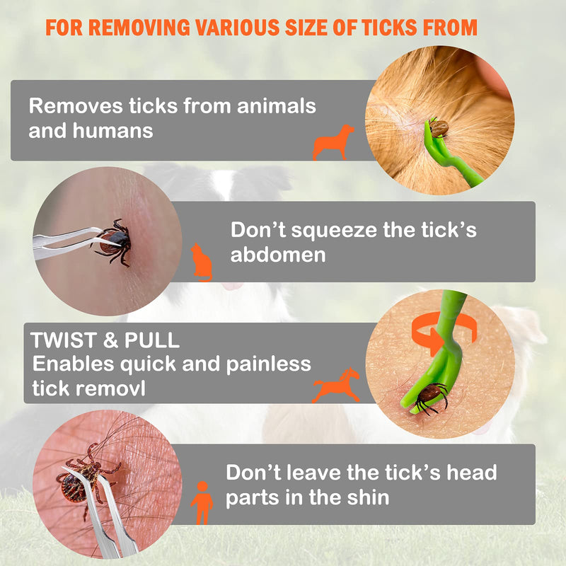 EasyPal Tick Remover Tool Kit Include Tick Twister,Tick Removal Tweezers,Tick ID Card and First Aid for Dogs Cats and Humans for Lyme Prevention Tick Tweezers+Tick ID Card - PawsPlanet Australia