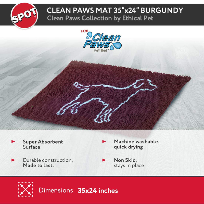 [Australia] - SPOT Ethical Pets Clean Paws Micro Fiber Dog Mat 35" x 24" Burgundy 