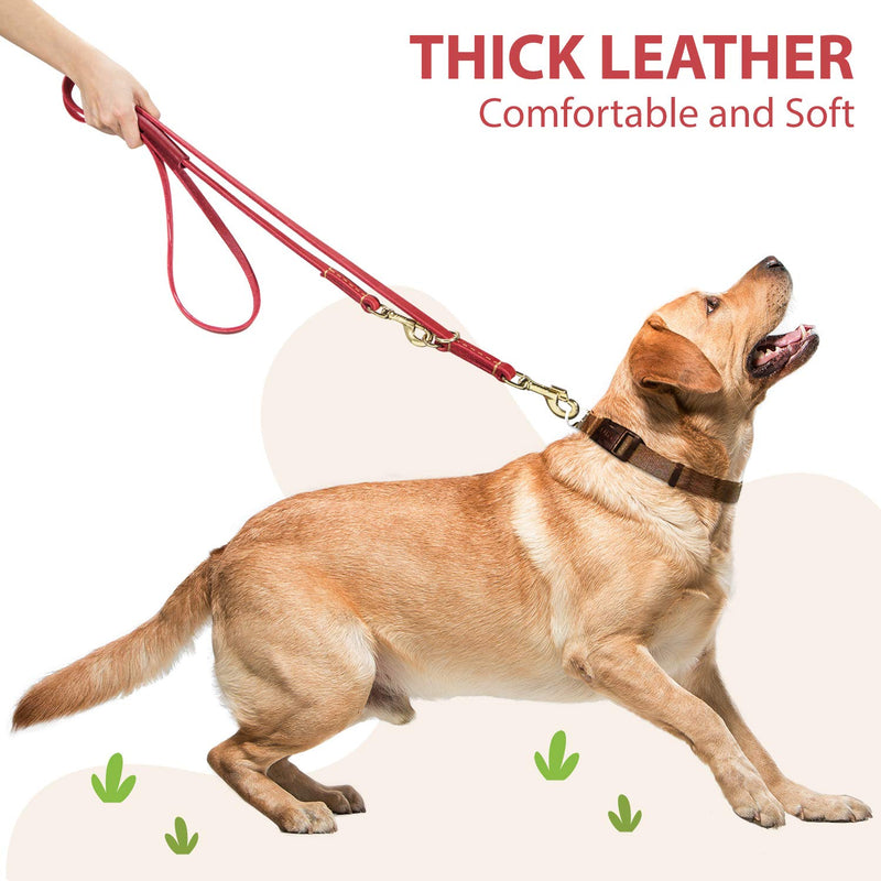 Pauli Edelstahldesign KENDUN Leather Dog Lead for Large Dog [Hands Free] [Comfort Grip Handle] [Shock-Absorbing] Strong Braided Dog Training Leash (7.5FT, Red) 7.5FT - PawsPlanet Australia
