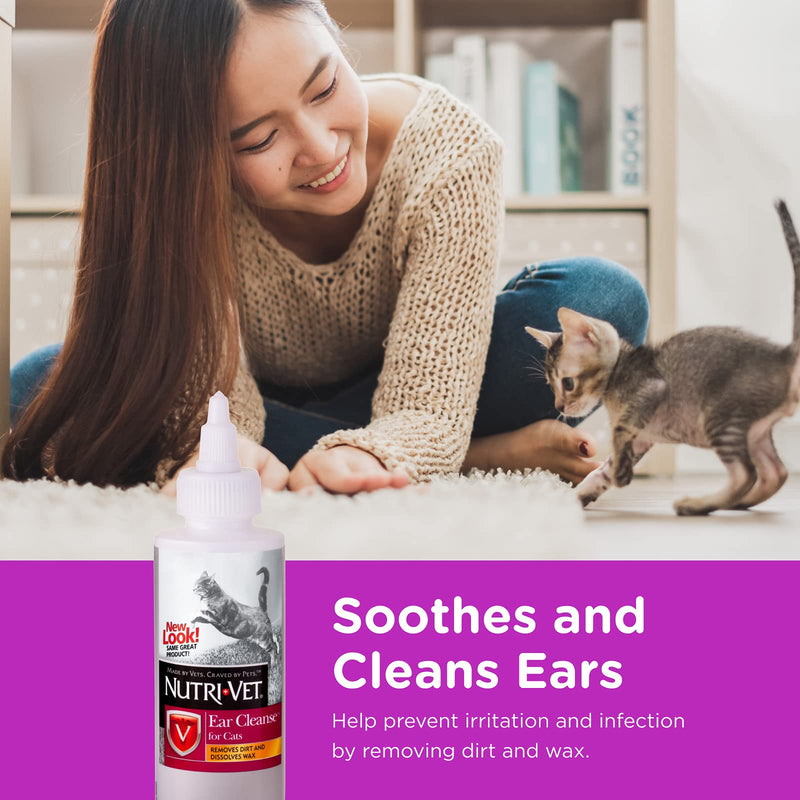 Nutri-Vet Ear Cleanser for Cats | Cleans and Deodorizes with Gentle Ingredients | 4 Ounces - PawsPlanet Australia